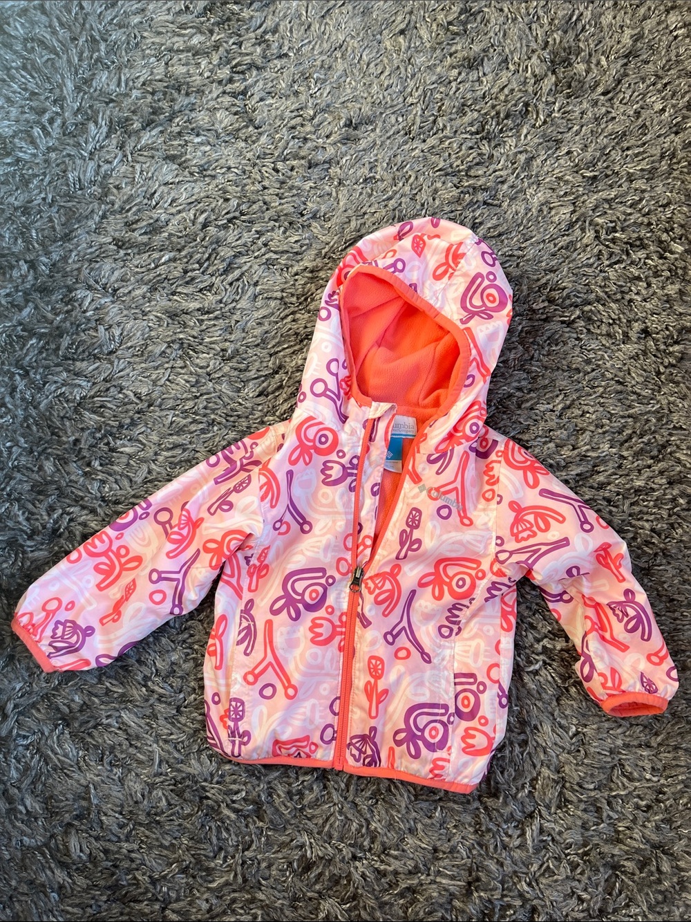 Columbia Baby Girls' Pink and Purple Floral Hooded Fleece Lined Jacket